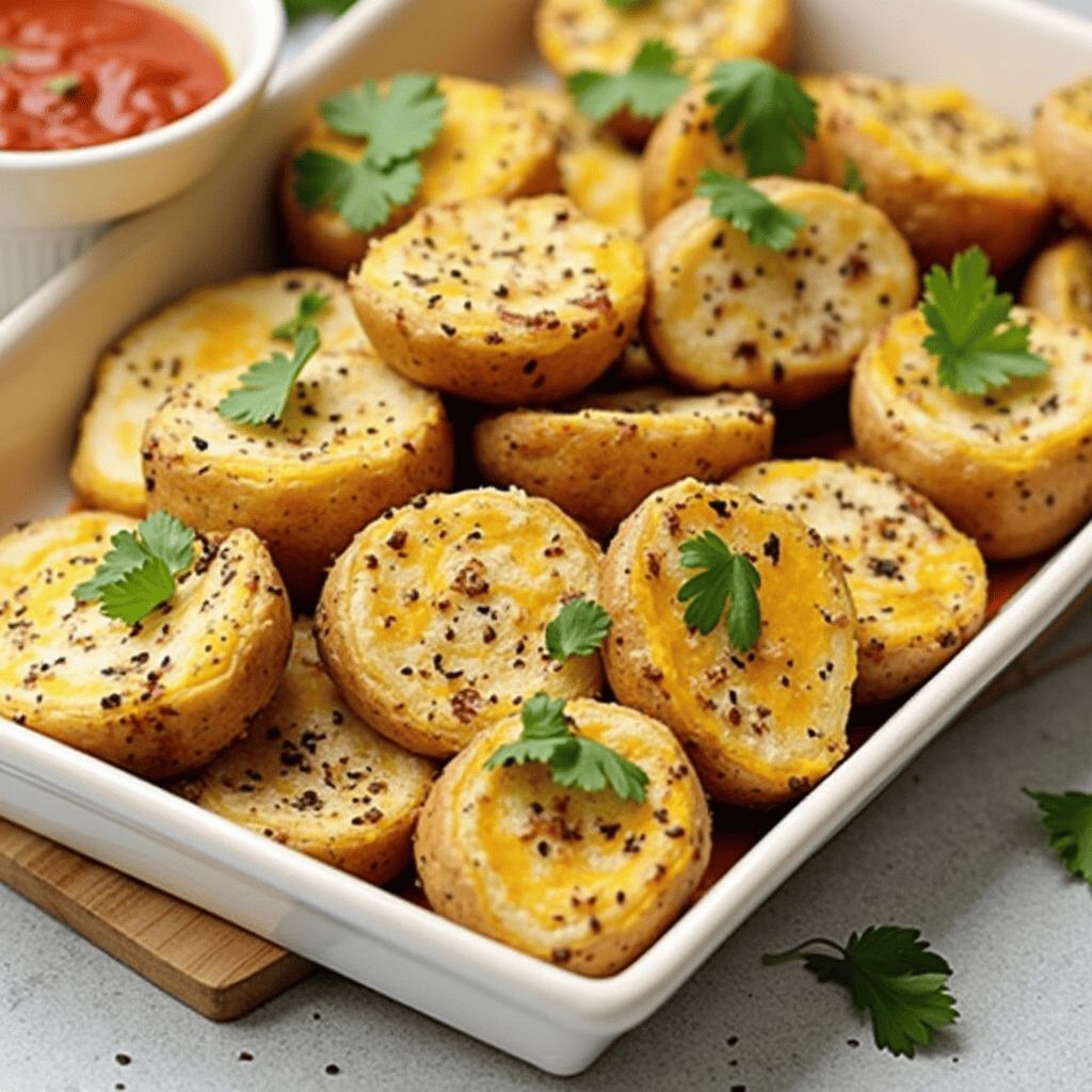 A close-up of a skillet filled with crispy golden Mexican Breakfast Potatoes, seasoned with paprika, cumin.