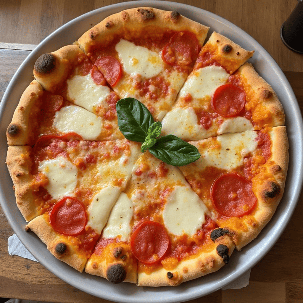 Fresh ingredients for Pizza Margherita: ripe San Marzano tomatoes, creamy mozzarella cheese, and fragrant basil leaves on a wooden cutting board.