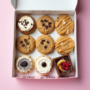 Copycat Crumbl Chilled Sugar Cookie topped with creamy pink frosting and colorful sprinkles.